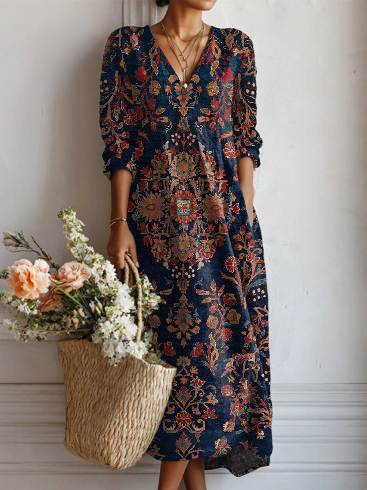 Amelia – Vintage Floral Linen Dress